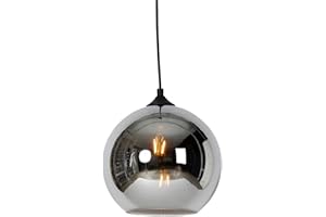 Qazqa - Art Deco Art Deco Hängelampe I Pendellampe I Pendelleuchte schwarz mit Rauchglas - Wallace I Wohnzimmer I Schlafzimmer - Rund - LED geeignet E27