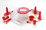 Slings 14 Pieces Manual Food Processor - Chopper, Grater, Cutter, Slicer, Dicer, Blender, Atta Maker, Dough Kneader, Peeler - Red RS.345 (77.00% Off) - Amazon
