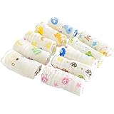 GJ 10 Piezas de Toalla Facial o Pañuelos Infantil de Tela de Algodón para Bebé Niños