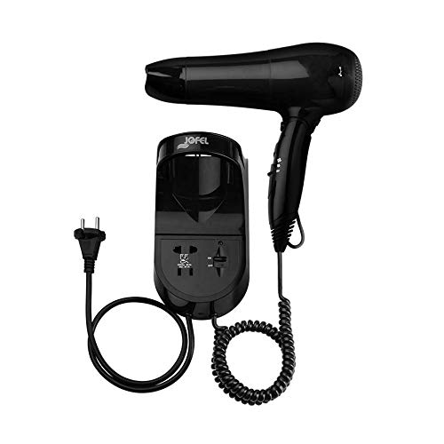 Jofel AB45600 - Asciugacapelli con supporto e spina, nero, 1800 W, 1800 W, nero