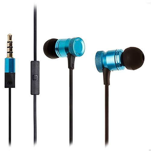 Preisvergleich Produktbild OKCS Premium in-Ear Kopfhörer Headset Earpod Lärmunterdrückung kraftvoller Bass für iPhone, Sony, Samsung, LG, Huawei, HTC, UVM. - Blau