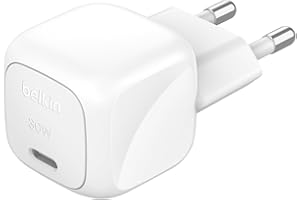 Belkin BoostCharge kompaktowa ładowarka sieciowa 30 W, podróżna, szybkie ładowanie USB-C z Power Delivery dla urządzeń Apple iPhone serii 15, 14, 13, Samsung Galaxy S24, S23, iPad, AirPods – biała