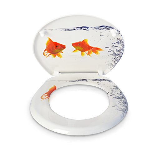 VENKON – Premium WC Sitz mit Absenkautomatik – Modell „Goldfisch“ – Toilettendeckel aus Duroplast (antibakteriell) inkl. Montagesatz (rostfreie Scharniere) - 5