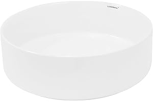 ECD Germany Lavabo Salle de Bain - Ø 355 x 120 mm - en Céramique - Ronde - Blanc - Lave-Mains Évier - Lavabo Vasque à Poser sur Meuble - Design Moderne - sans Kit de Vidange