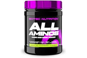 ‎SCITEC NUTRITION Scitec Nutrition All Aminos Aromatyzowany suplement diety w postaci proszku, z aminokwasami, izolatembiałka serwatkowego, nie zawiera cukrów, bezglutenowy, 340 g, Zielona herbata-Malina