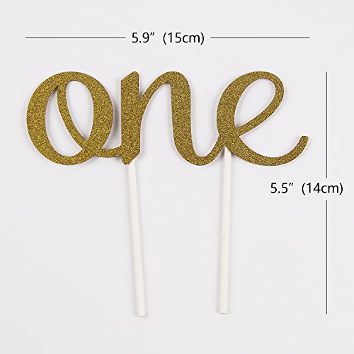 KUNGYO Ein Geburtstagstorte Topper Set Kleine Buntings Banner (Rosa) Cake Topper Kuchenwimpel Girlande Und Golden“One“ - 3