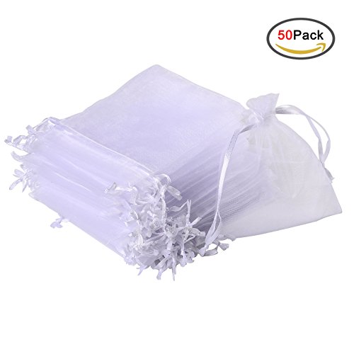 50 Stück Organza Geschenktüten weiß Hochzeit Party Favor Taschen Schmuck Beutel Wrap