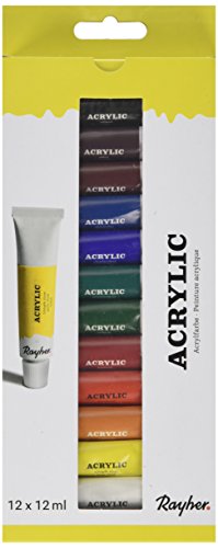 Rayher Hobby 38925000 Künstler-Set Acrylfarben, 12 farben, 2.6 x 1.05 x 0.21 cm