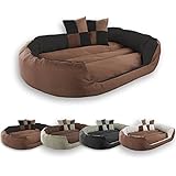 Monkey Mountain Hundebett in XL 90 x 70 oder XXL 110 x 80 Hundekorb (Schwarz / Braun, XXL 110 x 80)