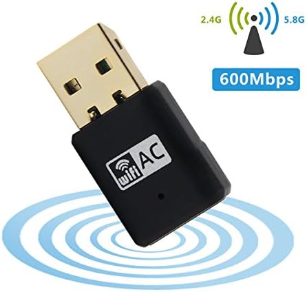 Network Wifi Dongle 600 Mbps, Dual Band Mini Wireless USB Wifi Adapter(2.4 GHz 150Mbps, 5GHz 433Mbps) for PC Desktop Laptop Tablet, Supports Windows XP/ Vista/ 7 /8 /10, Ubuntu Linux 4.2/4.4, Mac OS X 10.4-10.12