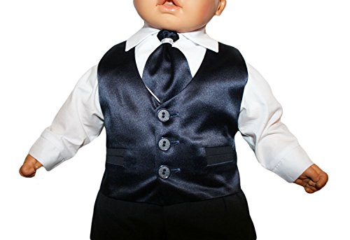 Taufanzug Baby Junge Kinder Hochzeit Anzüge Festanzug, 4tlg , Marineblau-Weiß K15 Größe 74 - 3