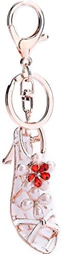 Wgwioo Crystal Keyring High-Heeled Shoes Pearl Rhinestone Car Ornaments Keychain ?Pack Of 2? Picture Color