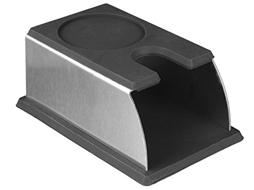 scarlet espresso | Tamperstation »Professionale« aus Edelstahl mit Tampermatte aus lebensmittelechtem Silikon zur Ablage des Tamper nach dem Tamping (Schwarz)