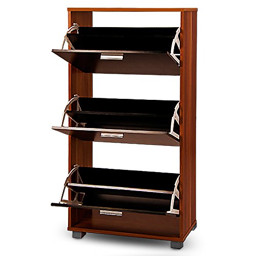 Schuhschrank Schuhkipper Schuhregal Flurschrank Kommode Schuhkommode Schuhklapper Regal 3 Klappen Schwarz - 4