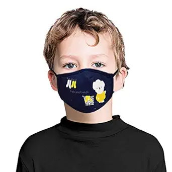 VRITRAZ Cotton Reusable Face Mask with Replaceable Filter (Star Blue, Without Valve) for Kids