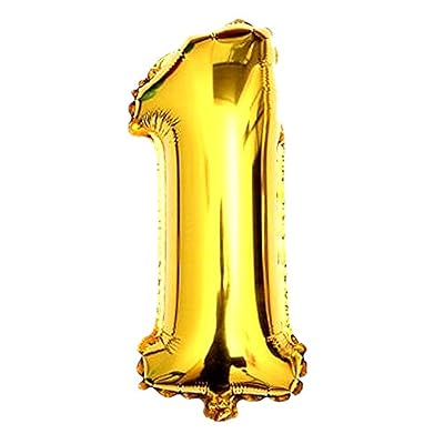 logei® Ballon gonflable Ballon en Alu Ballon sous forme de Numéro 1 de 40 Pouce, Or