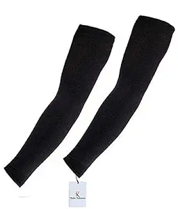 Kuber Industries Cotton 2 Piece Fingerless Arm Sleeves - Black (KU06002)