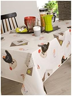 Rectangular Wax Tablecloth, Oeuf Cocotte Design 140 x 250 cm
