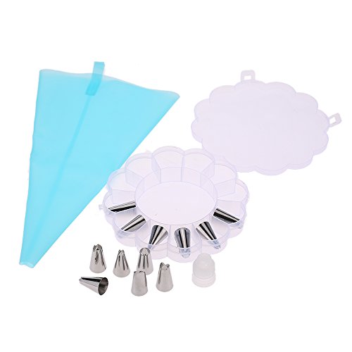 Decdeal Spritztüllen Set Ink. 14 Stücke Garniertülle und 1 Spritzbeutel für Pralinen, Kuchen, Plätzchen, Keksen und Torten Deko - 2