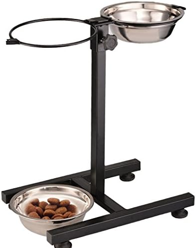 [UK Stock] CRAVOG Double Stainless Dog Bowls, With Stand, Height Adjustable, Food Water,Up to 17.9inch Height