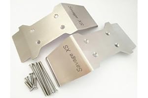 CrazyRacer Stainless Steel Front + Rear Skide Plate Protect Armor for HPI Mini Savage XS Flux - 2pcs