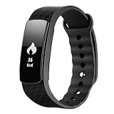 Pulsera inteligente, [upgrated versión] Mpow Smart Fitness Tracker seguimiento de actividad Deporte pulsera podómetro monitor de sueño pantalla táctil resistente al agua reloj inteligente para Android y iOS Teléfonos Inteligentes como iPhone 7 7 Plus 6S 5 5S se, Huawei, LG, Sony, Negro