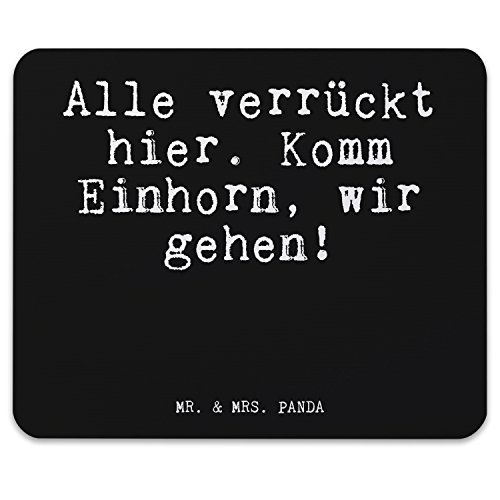 Mr. & Mrs. Panda Mauspad Druck Spruch „Alle verrückt hier. Komm Einhorn, wir gehen!“ – 100% handmade aus Naturkautschuk – Mouse Pad, Mousepad, Computer, PC, Männer, Mauspad, Maus, Geschenk, Druck, Schenken, Motiv, Arbeitszimmer, Arbeit, Büro Einhorn, Glitzern, verrückt, witzig, Freundin, Spruch, Geschenk, lustig Spruch Sprüche Lustig Spass Geschenk Geschenkidee Zitate - 5