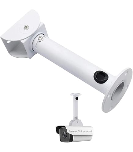 Universal CCTV Camera Bracket – Steel Iron Wall/Ceiling Mount, 7.5" White, Anti-Shake Arc Design For Indoor/Outdoor Use