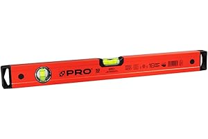 PRO600 Nivel de burbuja 50cm con perfil ergonómico - ERS+ (Easy Reading System) Nivel de precisión con tapones antichoque - Color Rojo