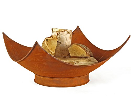 Feuer-Schale Pflanz-Schale Terrassen-Ofen Edelrost Designer rusty Garten-Kamin Feuer-Korb Feuer-Stelle 60cm Grill-Feuer - 5
