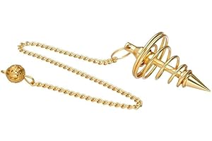 VIVES CORTADA Péndulo con Forma de Espiral, Color Dorado Minerales y Cristales Para Curación, Belleza Energética, Meditacion, Medicina Alternativa, Amuletos Espirituales