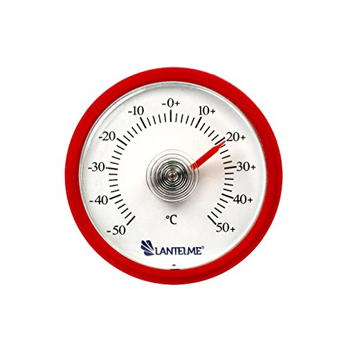 Lantelme 5 Stück Set rundes Bimetall Analog Klebe Kühlschrankthermometer . Kunststoff Farbe rot 4400 - 3