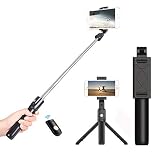 JUMKEET Perche Selfie, 3 en 1 Bâton de Selfie Bluetooth Trépied Monopode Selfie Stick Télescopique avec Télécommande Matériau Alliage d'Aluminium pour iPhone XS/XR/X/8 Plus, Samsung, Huawei, Sony