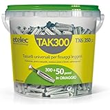 Etelec Secchiello Box 350 Tasselli Universali TX6 Nylon 6X30 mm Vite 4,5x40 mm 300 + 50 Omaggio Kit 350 Pz TAK300