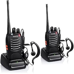 Proster Walkie Talkie Recargable 16 Canales CTCSS DCS Talkie walkie con el Auricular Incorporado Antorcha de LED y Cargador USB (2 PCS)
