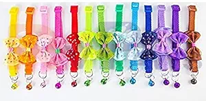 RvPaws 3 Pieces Cat Collars - Classic Bow Design, with Bell, Adjustable Strap, and Safety Release Buckle [ Letest Design for Your Cute Cats, Puppies & Small Dogs- 3 Random Colors]