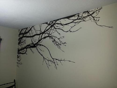 Wandaufkleber Baum Top Niederlassung Hause Vinyl Wandtattoo Aufkleber Wall Art sticker 100 „(w) * 44“ (h)(schwarz) - 2