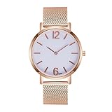 SOMESUN Herren Luxus Quarz Armbanduhren Fashion Männer Jungen Metall Rostfreier Stahl Mechanisch Analog Uhr Wasserdicht Geschäft Büro Einfach Uhren (Gold)
