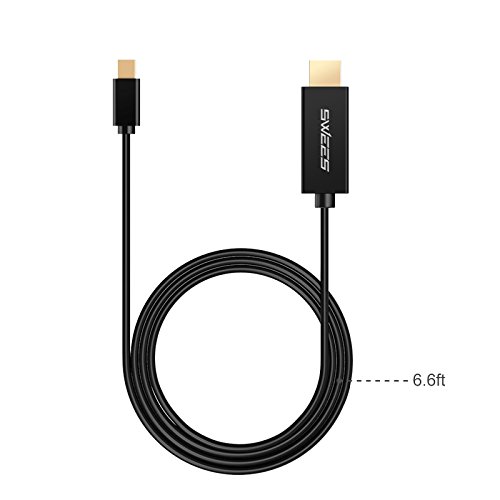 Mini DP auf HDMI Kabel, Swees 2m Vergoldet MiniDP DisplayPort (ThunderboltTM Port Kompatibel) to HDMI Kabel HDTV Cable für PC und Apple MAC, HDTV, MacBook Pro, MacBook Air, Lenovo Thinkpad – Schwarz - 5