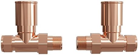 Rose Gold Straight Radiator Valve Round Head Set