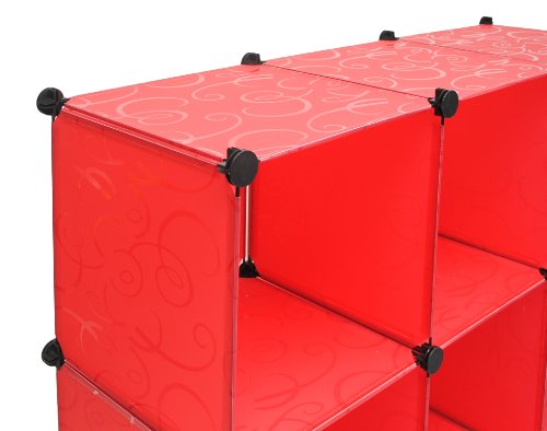 Büro Flur Regal Schrank Steckregal Wandregal Sideboard in Rot - 9
