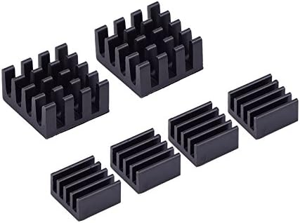 MeiYiHeng 6 Pieces Black Aluminum Heatsink Cooler Cooling Kit for Raspberry Pi 3 b+