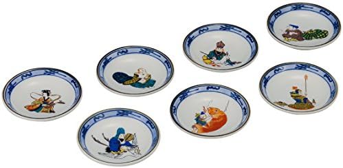 Kutani porcelain No. 3 plate (seven-sheet set) Seven Lucky Gods K5-30
