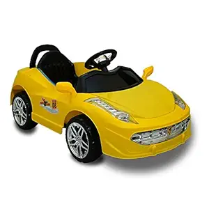 SRECAP Electric Car with Double Motor, Lights, Bluetooth Remote and Double Battery Operated Ride on Car for Kids of Age 1 to 4 Years (Yellow)