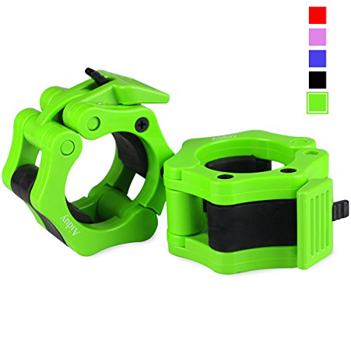 Aiduy Barbell Clamp Collars, Quick Release Pair of 2” Locking Collar, Great for Powerlifting Training (Green)