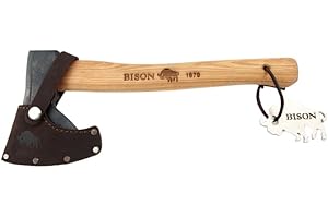 RAINBEAM Bison – Hachuela de Madera de Carya, Acero Inoxidable, General Purpose, Cortar Madera, Partir Leña