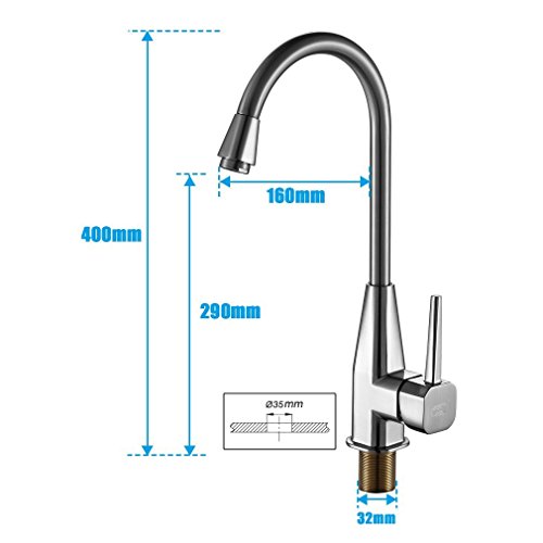 Auralum® Chrom Küchenarmatur Mischbatterie Armatur Kupfer Wasserhahn - 5