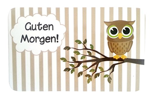 Frühstücksbrettchen 4’er Set Eule + Frotteehandtuch Eule Gratis (bunt + Handtuch) - 2