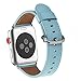 Produktbild WFEAGL Kompatibel mit iWatch Armband 38mm 40mm, Top Grain Lederband Ersatzband mit Edelstahl-Verschluss mit für iWatch Serie 4/3/2/1, Sport, Edition (38mm 40mm Tiffany Blau+Silber Adapter)