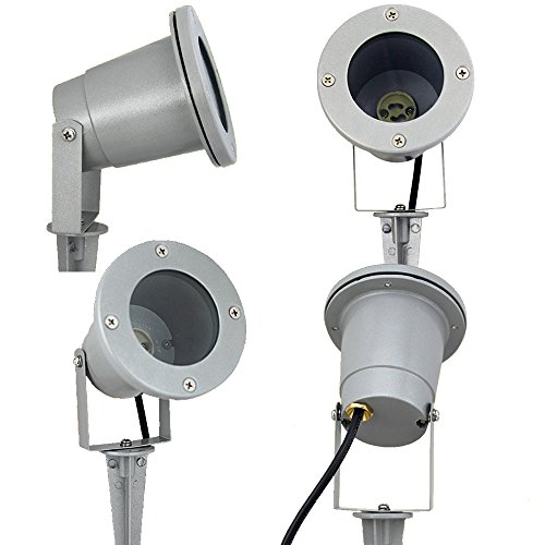 VINGO® 2 Stück LED Gartenstrahler mit Erdspieß für den Außenbereich IP65, Gartenleuchte, Grau (mit Schuko-Stecker, maximal 35 W) - 2